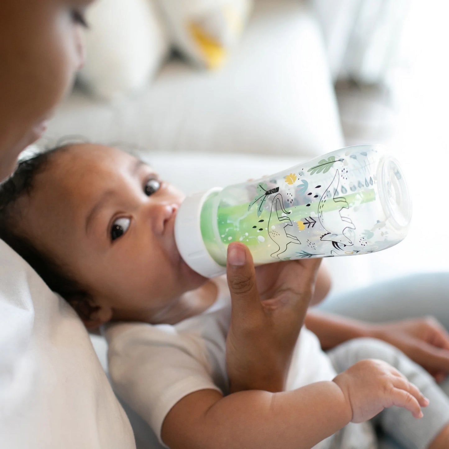 Natural Flow Anti-Colic Options+ Wide-Neck Baby Bottle, Dino Decos, 9Oz/270Ml, Level 1 Slow Flow, 0M+, 2 Pack