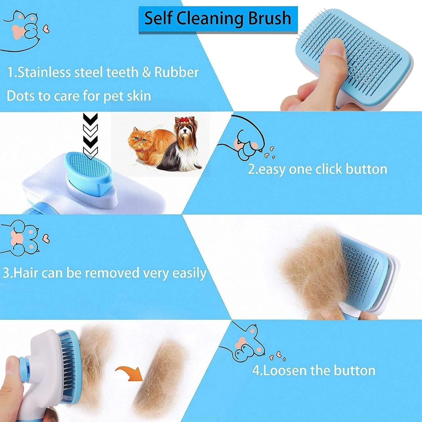 Dog Hair Remover Brush Cat Dog Hair Grooming and Care Comb for Long Hair Dog Pet