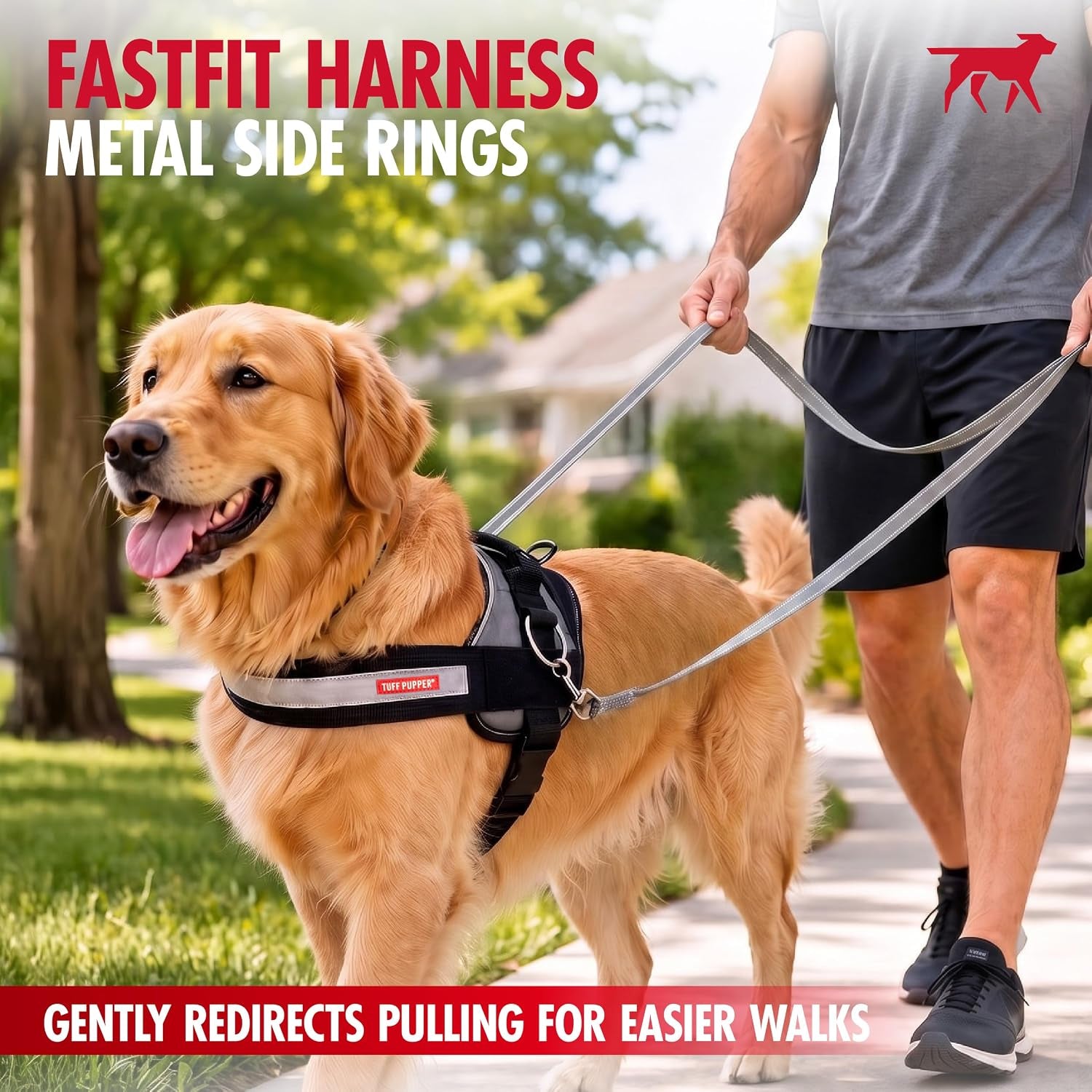 Fast Fit No Pull Dog Harness, Escape Proof, Reflective, Grey