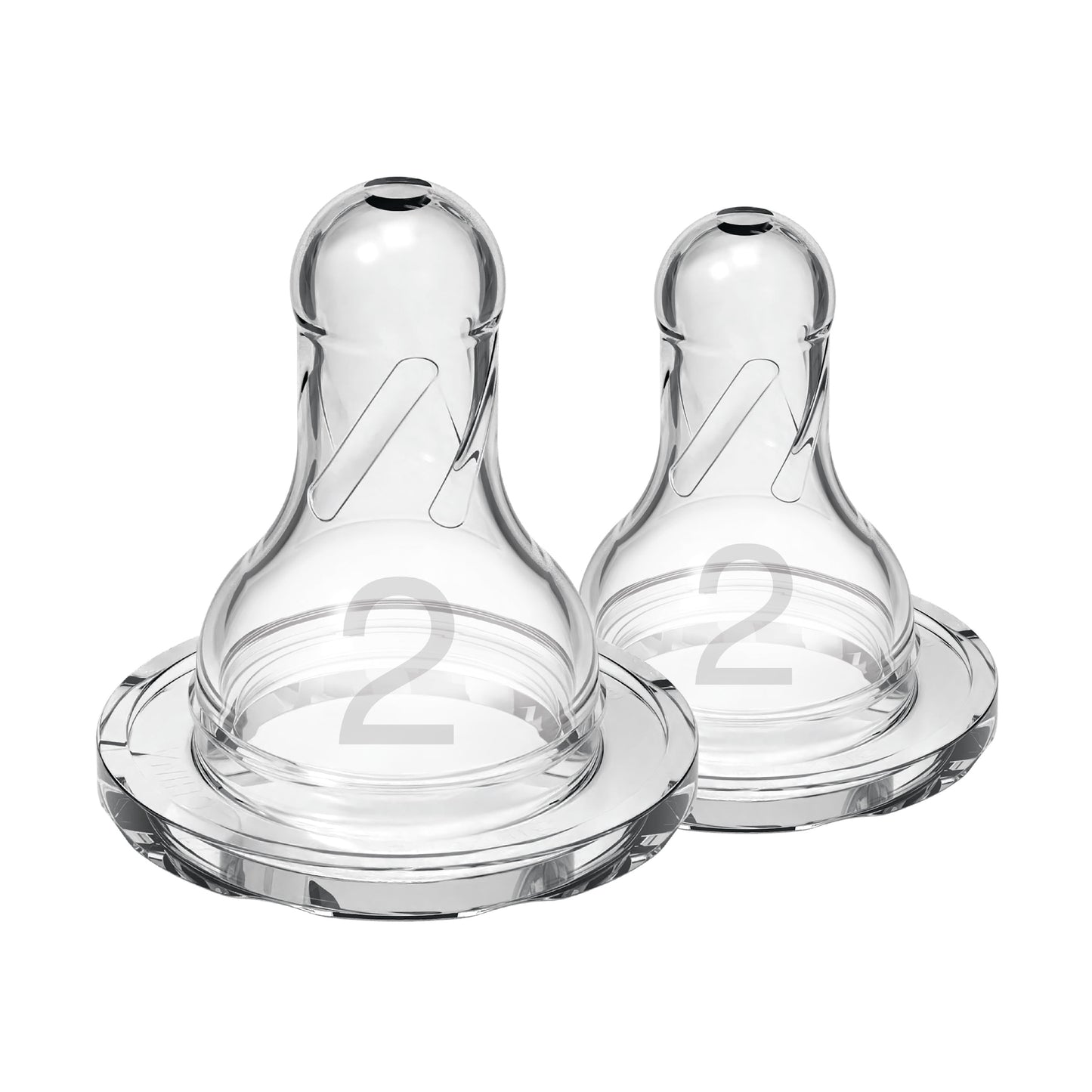 Natural Flow Level 2 Narrow Baby Bottle Silicone Nipple, Medium Flow, 3M+, 100% Silicone Bottle Nipple, 2 Pack