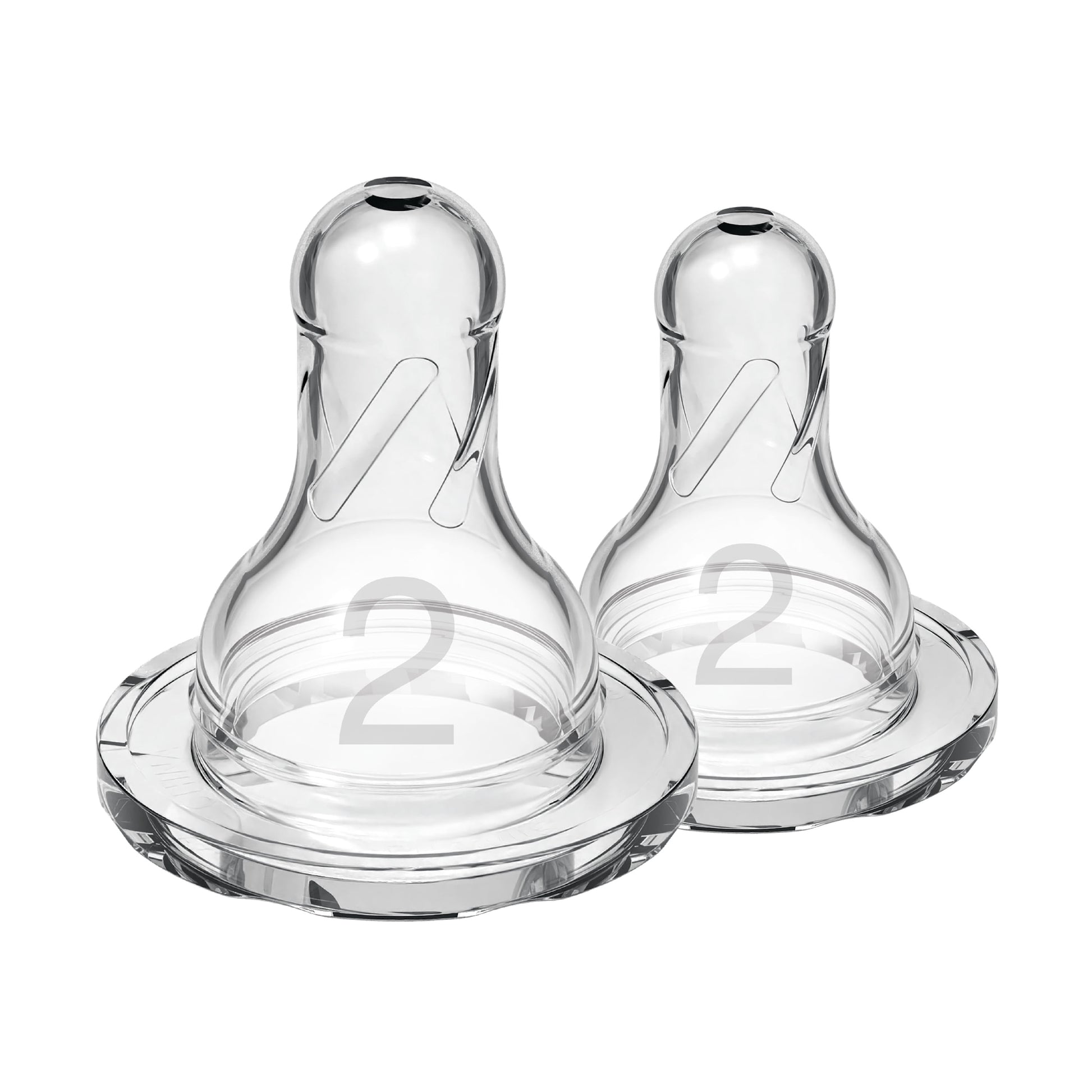 Natural Flow Level 2 Narrow Baby Bottle Silicone Nipple, Medium Flow, 3M+, 100% Silicone Bottle Nipple, 2 Pack