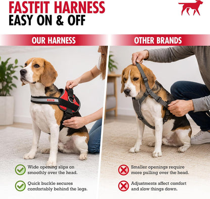 Fast Fit No Pull Dog Harness, Escape Proof, Reflective, Grey