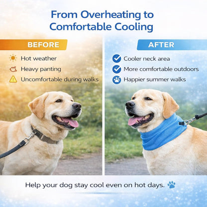 Instant Cooling Dog Bandana for Pet Scarf Soft Cool Mat Pet Collar – Eco-Friendly Breathable Polyester Dog Cooling Bandana for Dogs Puppy Bandana with Leash Hole (Blue, Small)